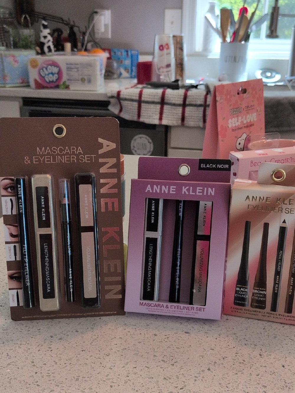 ANNE KLEIN Mascara & Eyeliner Trio - Black & Pink Accents BUNDLE All 3 Sets
